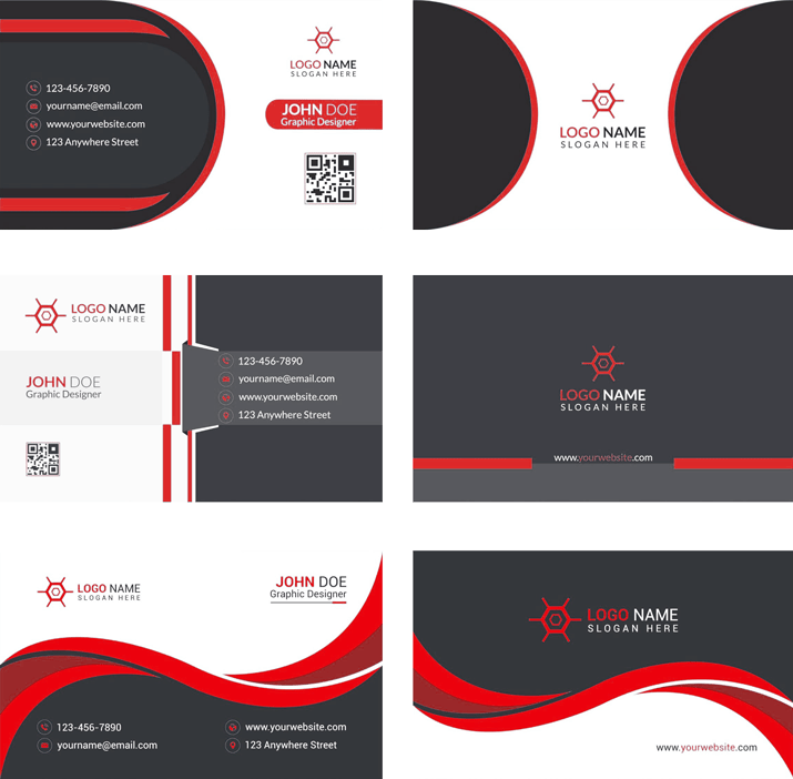 different business card designs