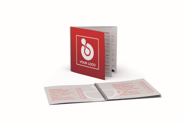 small size red booklet with logo
