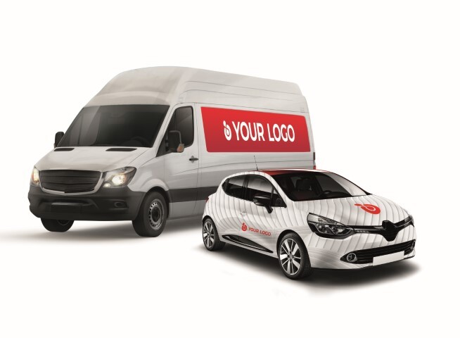 cars branded with company logo